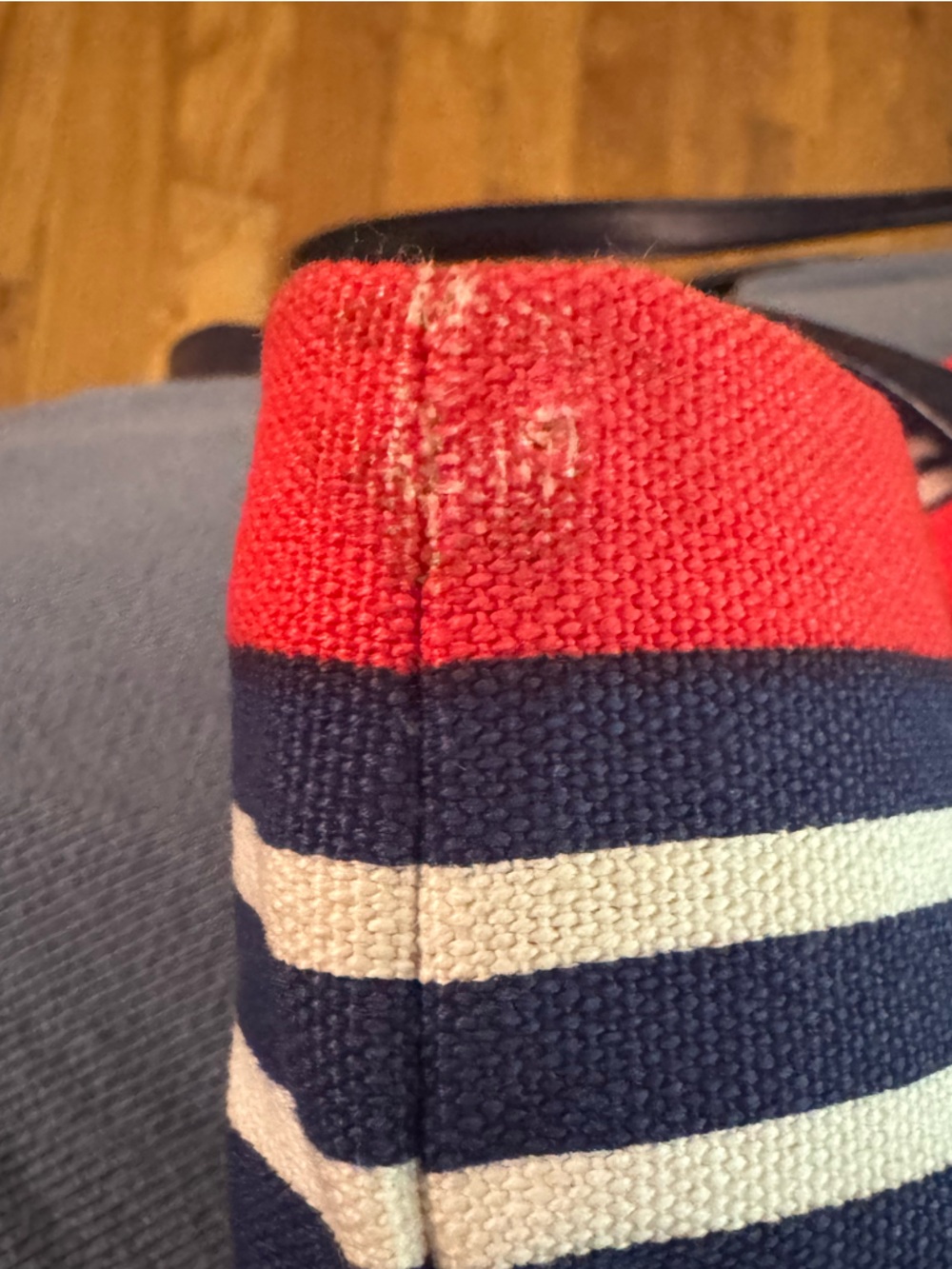 Kate Spade, Striped Bon Shopper Canvas Tote. Small imperfection as shown - Picture 6 of 6